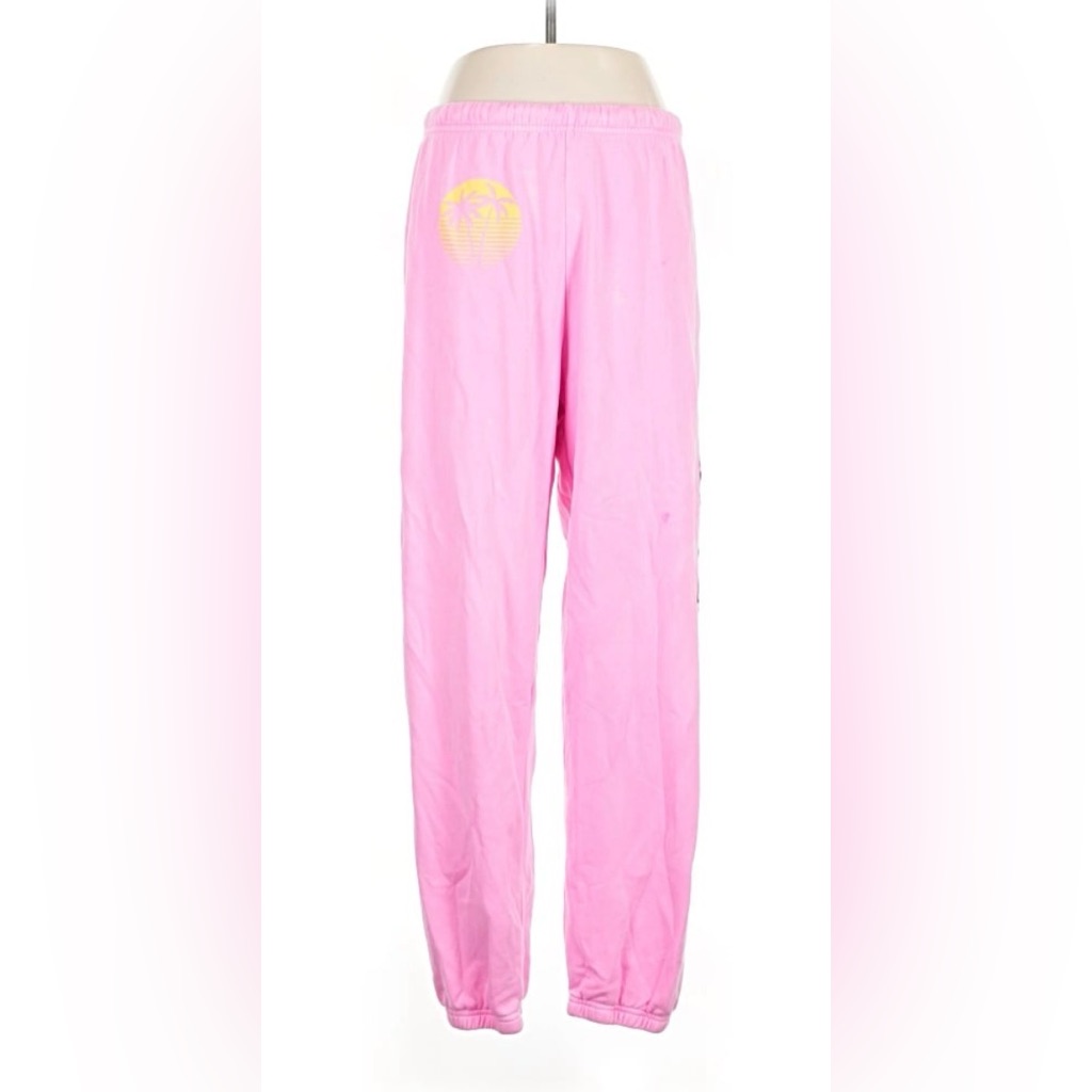 Aviator Nation Pink Palm Tree Festival Sweat Pants M